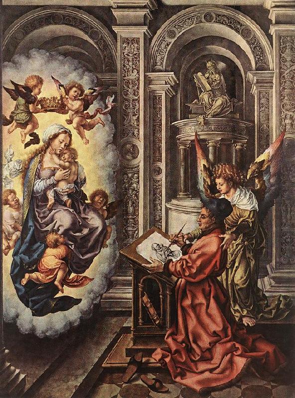 GOSSAERT, Jan (Mabuse) St Luke Painting the Madonna sdg